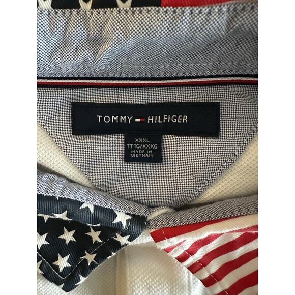 Tommy Hilfiger Men's White Polo Stars & Stripes Collar XXXL 3XL Patriotic USA - Picture 4 of 5
